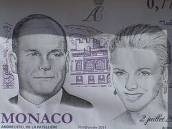 ATMOSPHERE Poster of commemorative stamps at the Monaco Royal Wedding: Preparations at Monaco . (Footage by WireImage Video/Getty Images Entertainment Video) Stock Footage