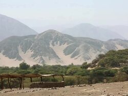 WS View of mountains and Chauchilla cemetery / South Of Peru, Nazca, Peru Stock Footage