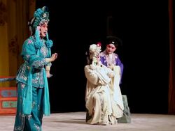 MS Artist performing Beijing opera in traditional theatre AUDIO / xi'an, shaanxi, china Stock Footage