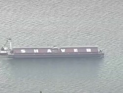 WS AERIAL TS View of cargo ship in river / Oregon, United States Stock Footage