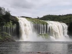 MS CU View of  'Salto Hacha' waterfall at Laguna de Canaima / Canaima / Los roques,Bolivar State, Venezuela  Stock Footage
