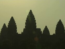 Pull Back Shot Angkor Wat Siem Reap Cambodia Stock Footage