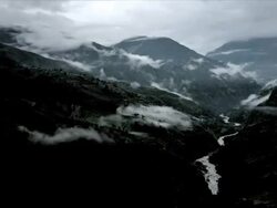 T/L mist and cloud over Bahundanda, morning, Himalayas Stock Footage
