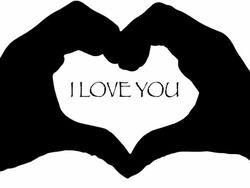 Banner hands heart over I LOVE YOU text white background Stock Footage