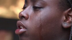Young Woman cries after Hurricane Katrina Stock Footage