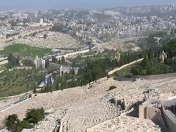 Aerial the Graveyard on the Mount of Olives, Jerusalem, Israel Stock Footage