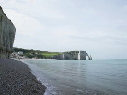 Etretat Left Cliff and beach LV 2 - HD Stock Footage