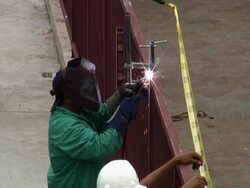 Construction: Welding Fence Stock Footage