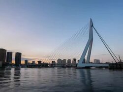 HD day to night time-lapse: Erasmus bridge Rotterdam, Netherlands Stock Footage