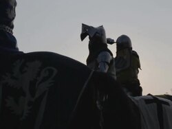 knight on horseback Stock Footage