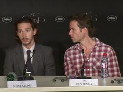 INTERVIEW: Shia LaBeouf and Tom Hardy on modern prohibition at Lawless Press Conference: 65th Cannes Film Festival at Palais des Festivals on May 19, 2012 in Cannes, France (Footage by WireImage Video/Getty Images) Stock Footage