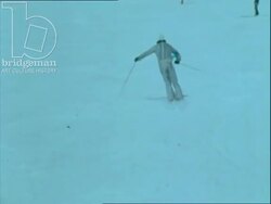Funny tricks and stunts on skis, Norway 1970s Stock Footage
