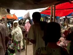 People and stalls at fair Stock Footage
