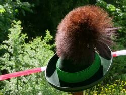 CU Shot of hat in pilgrimage of societies for traditional costumes at abbey Maria Eck near Siegsdorf, Chiemgauer Alps / Siegsdorf, Bavaria, Germany Stock Footage