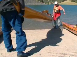 Kayak Launch Preparation Stock Footage
