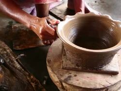 Senior Asian woman hand making a traditional pottery Stock Footage