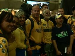 Fans Arrive For The FIFA 2014 World Cup At Rio De Janeiro Galeao International Airport Stock Footage
