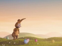 Easter bunny jumping and waving Stock Footage