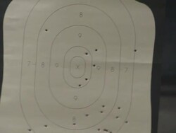 African American Man fires Semi-Automatic Handgun Stock Footage