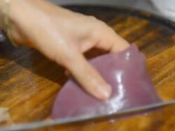 slice liver of  big swine Stock Footage