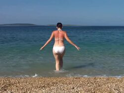 HD: Woman In The Sea Stock Footage