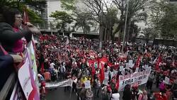 Demonstration in support of Brazil's impeached president Dilma Rousseff Stock Footage