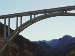 WS PAN Bridge above river / Nevada, USA Stock Footage