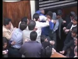 Bolivian politicians exchange blows in Congress News Clip
