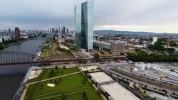European Central Bank Aerial Views Stock Footage