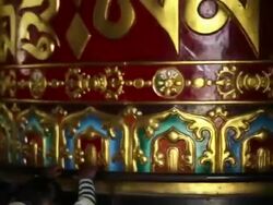 CU Shot of Prayer wheel in shrine / Lukla, Nepal Stock Footage