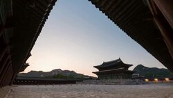 Day and night view of Geunjeongjeon(Korean National Treasure) at Gyeongbokgung ancient palace Stock Footage