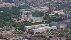 'WS ZO AERIAL Shot of United States Capitol / Washington DC, United States' Stock Footage