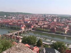 WS Marienberg castle view over river Main and cityskyline of WÃŒ_rzburg / WÃŒ_rzburg, Bavaria, Germany Stock Footage