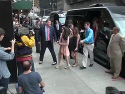 The U.S. Women's Olympic Gymnastics team at the 'Late Show with David Letterman' studio in New York, NY, on 08/14/12 (Getty Images Entertainment Video) Stock Footage