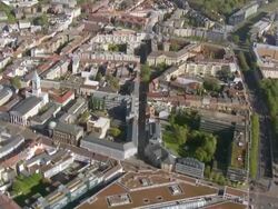 WS AERIAL TS View of Karlsruhe Palace / Karlsruhe, Baden Wurttemberg, Germany Stock Footage