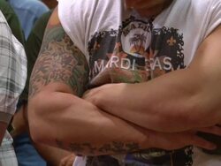 Gulf Fishermen Pray at BP Community Meeting Stock Footage