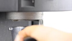 close top view: connect coffee tamper to machine Stock Footage