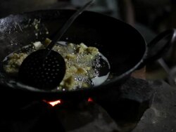 CU Food cooking in oil / India Stock Footage