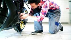 Motorcycle engine maintenance. Stock Footage