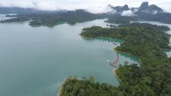 aerial view mountain and water Stock Footage
