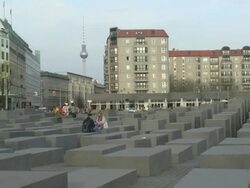 WS View of Holocaust memorial at Komische Oper  / Berlin, Germany Stock Footage
