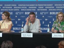 INTERVIEW: (FRENCH) Benoit Jacquot on at Les Adieux De La Reine: 62 Berlin International Film Festival 2012 at the Grand Hyatt on February 9, 2012 in Berlin, Germany. (Footage by WireImage Video/Getty Images) Stock Footage