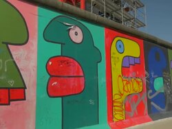 Berlin Wall, Grafitti, Murals, PAN Stock Footage