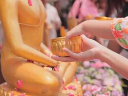 HD:Merit the blessings brought the tradition of Thailand. Stock Footage