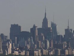 The George Washington Bridge and the NYC Skyline Stock Footage