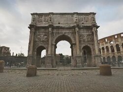 The Arch of Constantine and the Coliseum of Rome Stock Footage