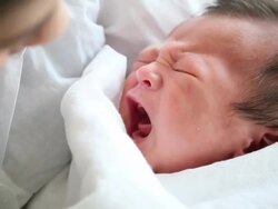 Newborn asian baby cry Stock Footage