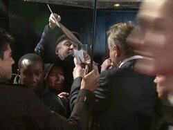 Stellen Skarsgard at The Girl With The Dragon Tattoo: World Premiere at Odeon Leicester Square on December 12, 2011 in London, England (Footage by WireImage Video/Getty Images) Stock Footage