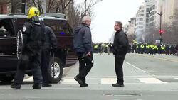 Riot police and protesters on Washington streets News Clip
