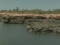 Lava rock formations on Kimberley coast line, Australia Stock Footage